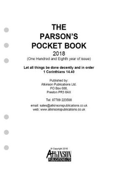 Parson's Pocket Book Loose Leaf Diary 2018 A5 size